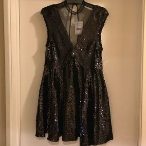 Free People Black Combo Dress. NWT. Size Small